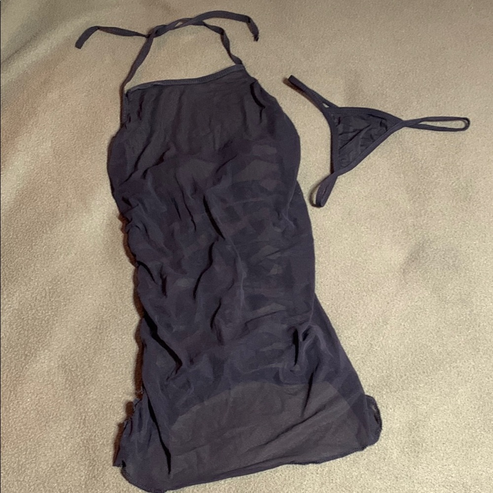 Very sexy black halter tie, cut out back nighty with panty.  See pics for size